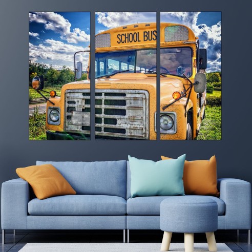 Изоставен училищен автобус - картина пано за стена - 2