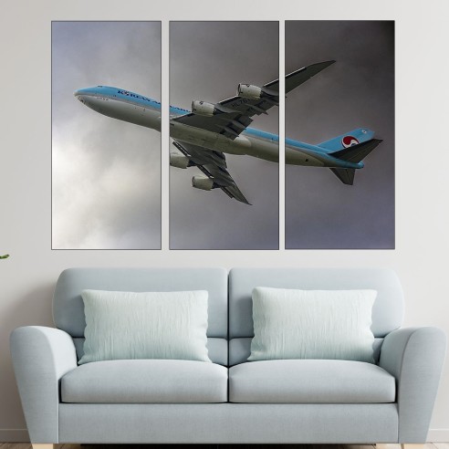 Пътнически самолет в полет - картина пано за стена - 2