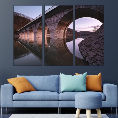 Каменен мост над реката - картина пано за стена - 2