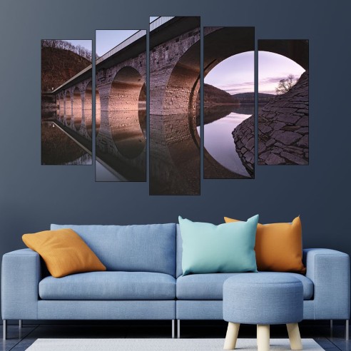 Каменен мост над реката - картина пано за стена - 3