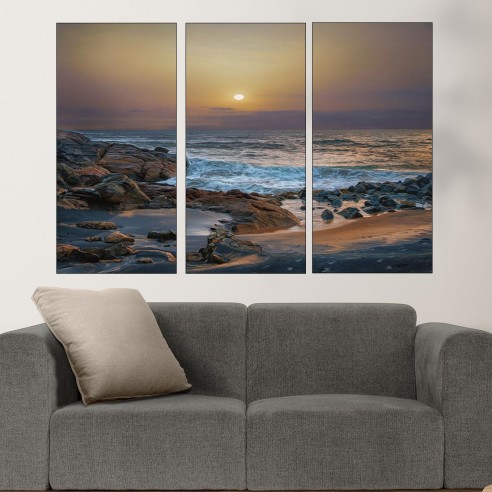 Каменист плаж в Индийският океан - картина пано за стена - 2