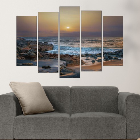 Каменист плаж в Индийският океан - картина пано за стена - 3