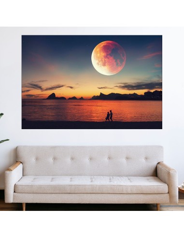 Огромна луна над морето - картина пано за стена - 1