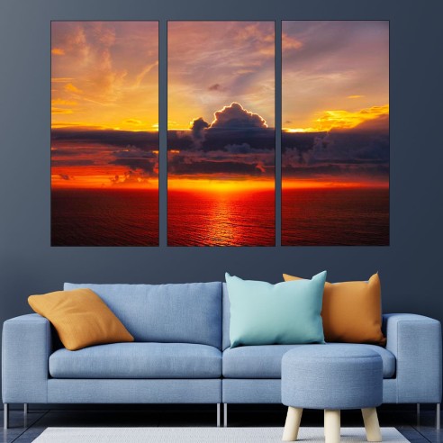 Залез в открито море - картина пано за стена - 2