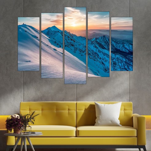 Изгрев над снежни върхове - картина пано за стена - 3