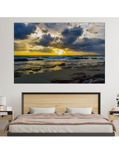 Залез над морско крайбрежие - картина пано за стена - 1