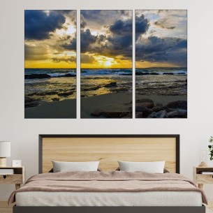Залез над морско крайбрежие - картина пано за стена - 1 2