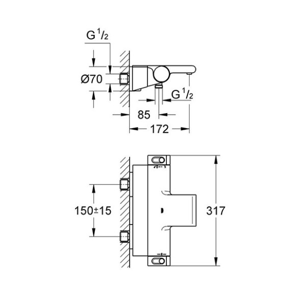 Tермостатен смесител за вана, 1/2″ Grohtherm 2000 GROHE