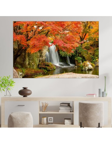 Горски водопад през есента - картина пано за стена - 1