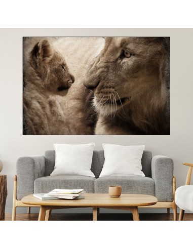 Лъв със своето бебе - картина пано за стена - 1