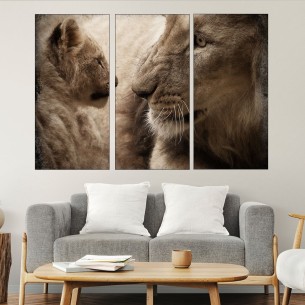 Лъв със своето бебе - картина пано за стена - 1 2