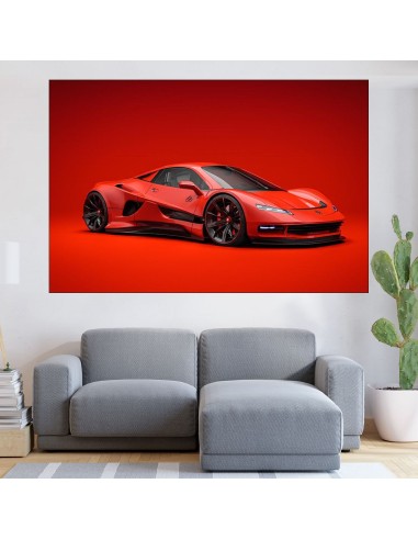 Червена спортна кола - картина пано за стена - 1