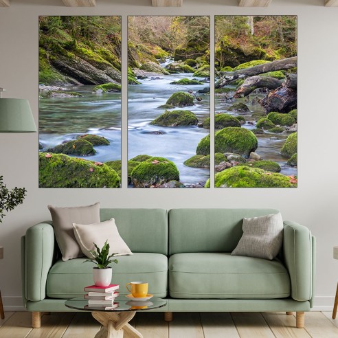 Малка рекичка в гората - картина пано за стена - 2