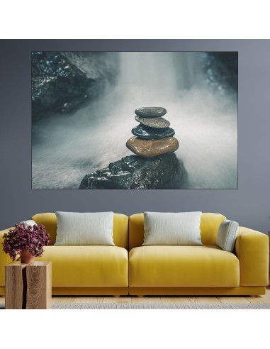 Баланс от камъни и водопад - картина пано за стена - 1