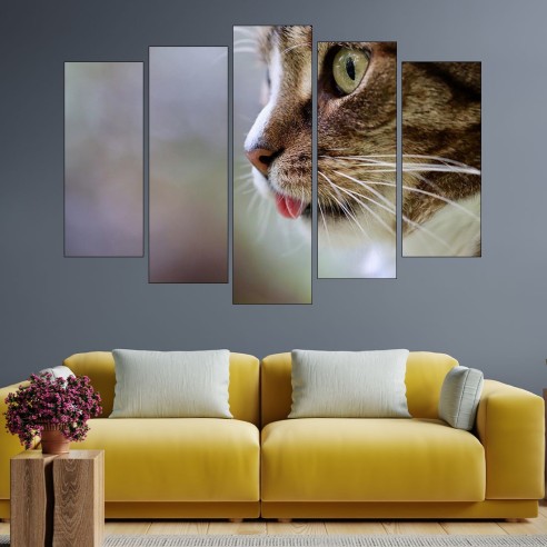 Котешка глава в близък план - картина пано за стена - 3