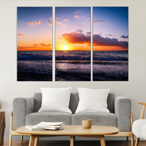 Ефектен залез в Кипърско море - картина пано за стена - 2