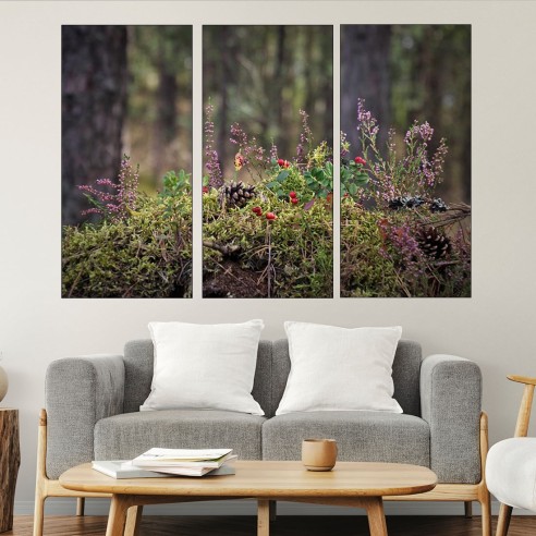 Декорация от горски треви и шишарка - картина пано за стена - 2