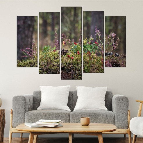 Декорация от горски треви и шишарка - картина пано за стена - 3