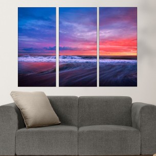 Морски пейзаж на разсъмване - картина пано за стена - 1 2