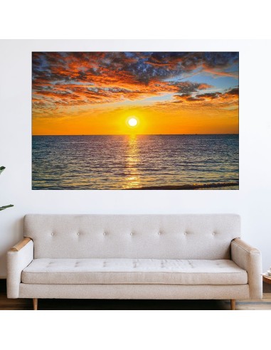 Залез и красиво небе в океана - картина пано за стена - 1