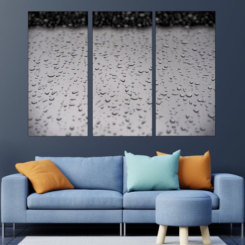 Дъждовни капки по стъкло - картина пано за стена - 2