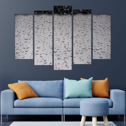 Дъждовни капки по стъкло - картина пано за стена - 3