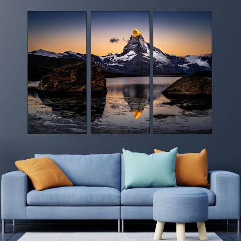 Залез над връх Матернхорн - картина пано за стена - 2