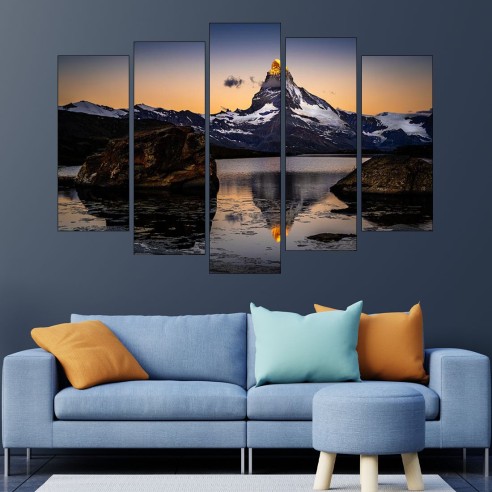 Залез над връх Матернхорн - картина пано за стена - 3