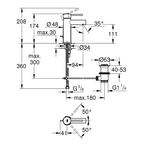 Grohe essence смесител за умивалник 1/2″, едноръкохватков, s-размер - 2