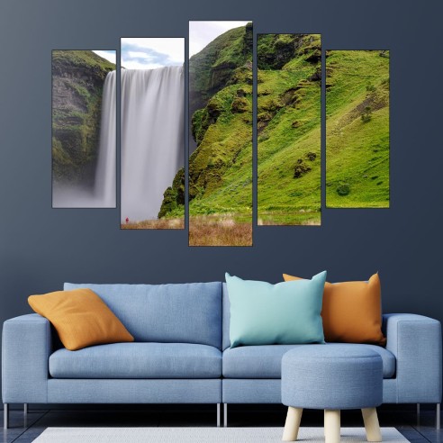 Водопада Skogafoss в Исландия - картина пано за стена - 3