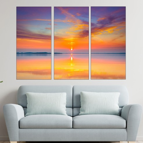 Красив залез по крайбрежието - картина пано за стена - 2