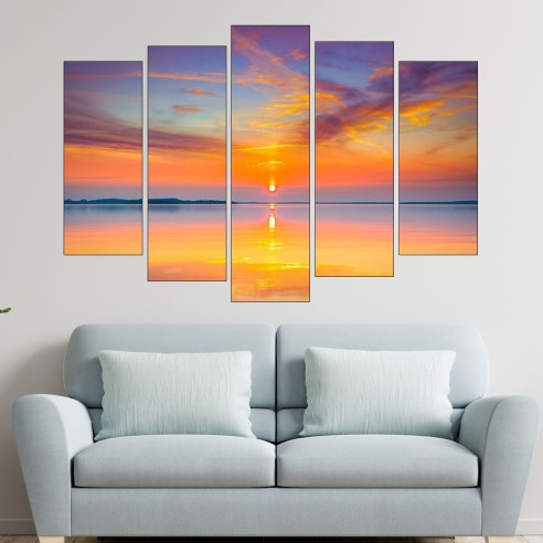 Красив залез по крайбрежието - картина пано за стена - 3