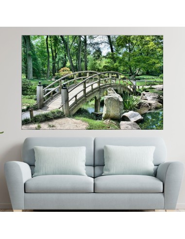 Дървен мост в градина - картина пано за стена - 1