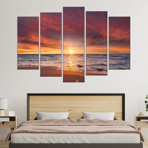 Красив залез над море в Исландия - картина пано за стена - 3