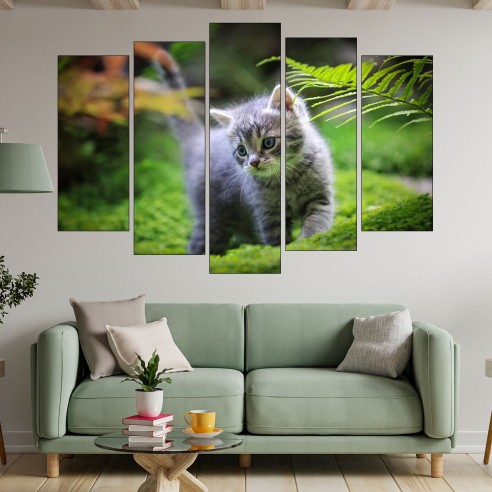 Малко коте в гората - картина пано за стена - 3