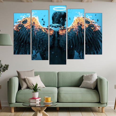 Ангел с горящи крила - картина пано за стена - 3