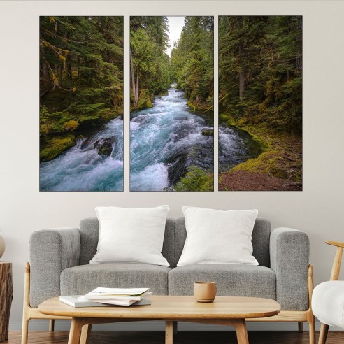 Река в гората - картина пано за стена - 2