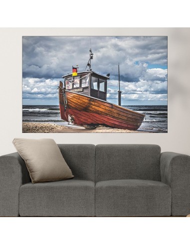 Рибарско корабче на пясъка - картина пано за стена - 1