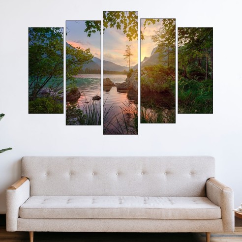 Красиво езеро в Алпите - картина пано за стена - 3