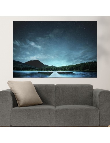 Звездно небе над езерото - картина пано за стена - 1