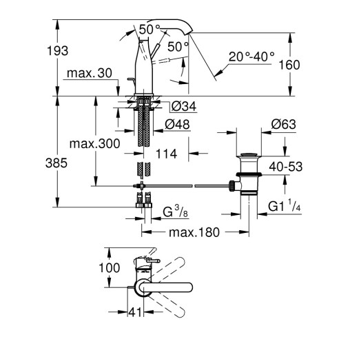 Grohe essence смесител за умивалник 1/2″, едноръкохватков, m-размер - 2