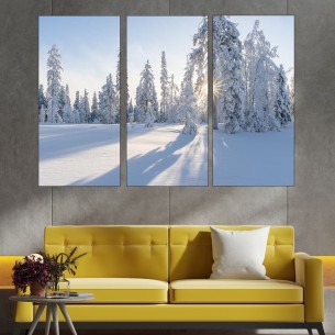 Снежна горска поляна - картина пано за стена - 1 2