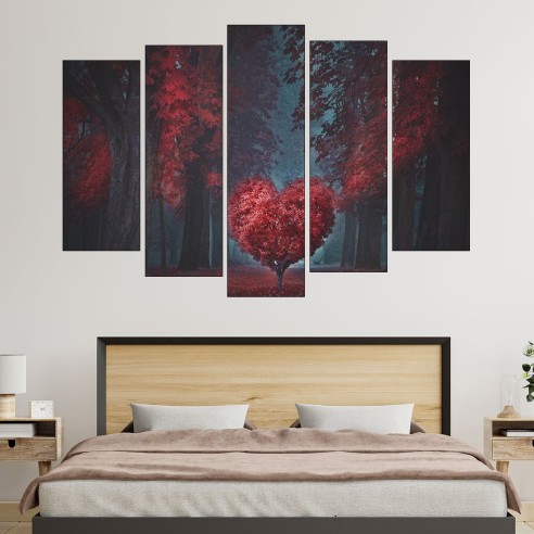 Дърво с форма на сърце - картина пано за стена - 3