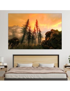Рисунка на залез в гората - картина пано за стена