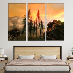 Рисунка на залез в гората - картина пано за стена - 1 2
