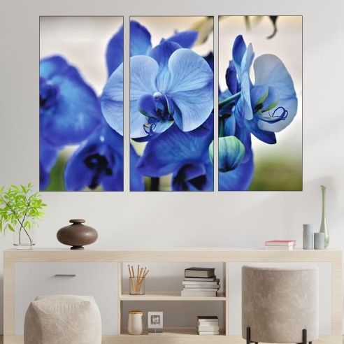 Сини орхидеи отблизо - картина пано за стена - 2