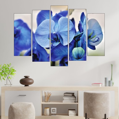 Сини орхидеи отблизо - картина пано за стена - 3
