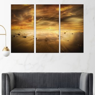 Златист залез на плажа - картина пано за стена - 1 2