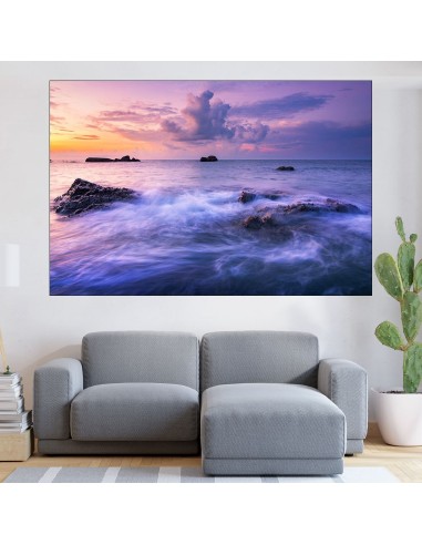 Живописен изгрев на океанския плаж - картина пано за стена - 1