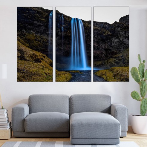 Живописен водопад в Исландия - картина пано за стена - 2